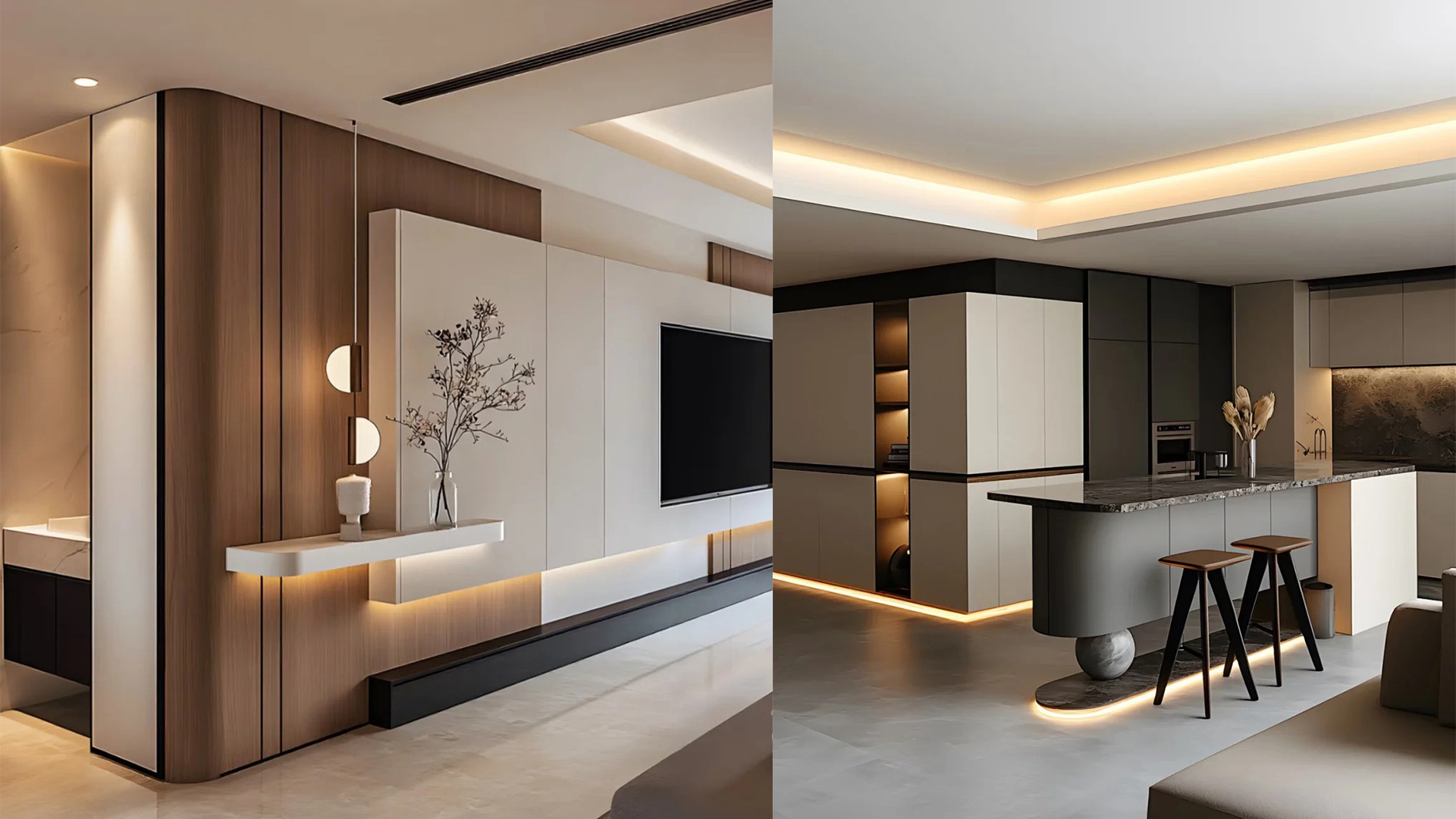 輕奢風(fēng)設(shè)計(jì)，大理石金屬與中性色調(diào)營(yíng)造精致感