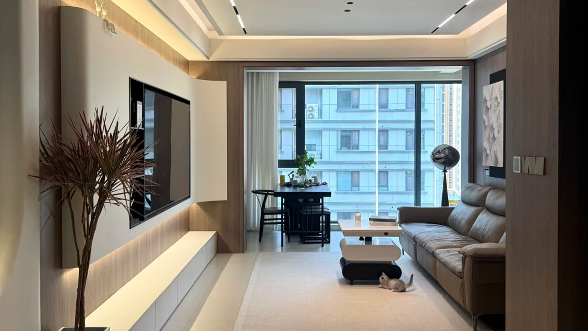 110㎡現(xiàn)代輕奢風(fēng)，材質(zhì)混搭的精致層次